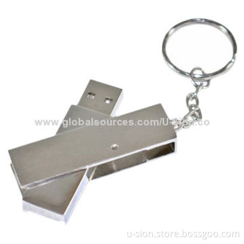 Metal Swivel USB Flash Drive with Free Logo, Supports Plug-and-play Function, Popular